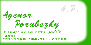 agenor porubszky business card